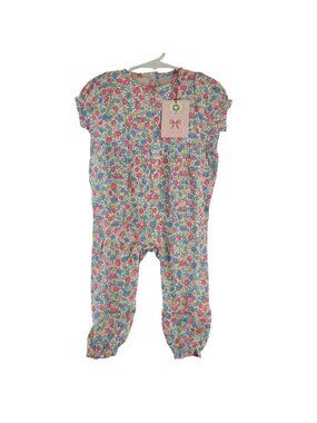 Konges Sløjd Dreya Organic Cotton Floral Baby Onesie Snap Closures Sz 9M Fiola